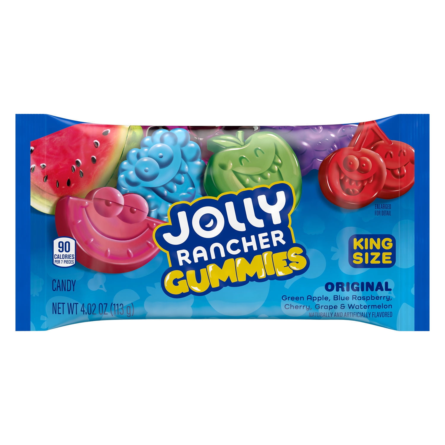 Jolly Rancher Gummies Assorted Fruit Flavored King Size Candy, Bag 4.02 oz