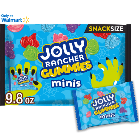 Jolly Rancher Gummies Minis Assorted Fruit Flavored Snack Size Halloween Candy, Bag 9.8 oz