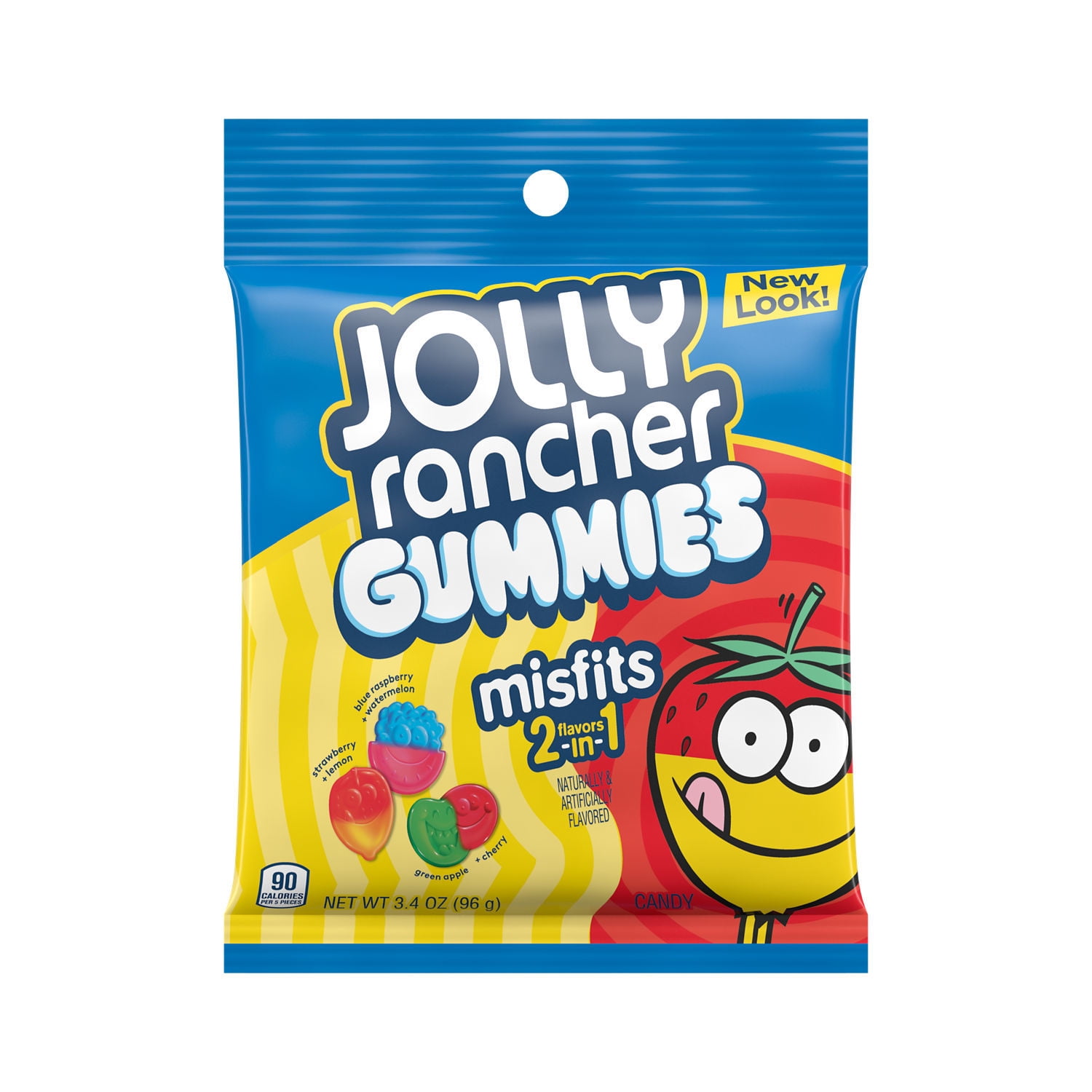 Jolly Rancher Gummies Misfits 2in1 Fruit Flavored Candy, Bag 3.4 oz