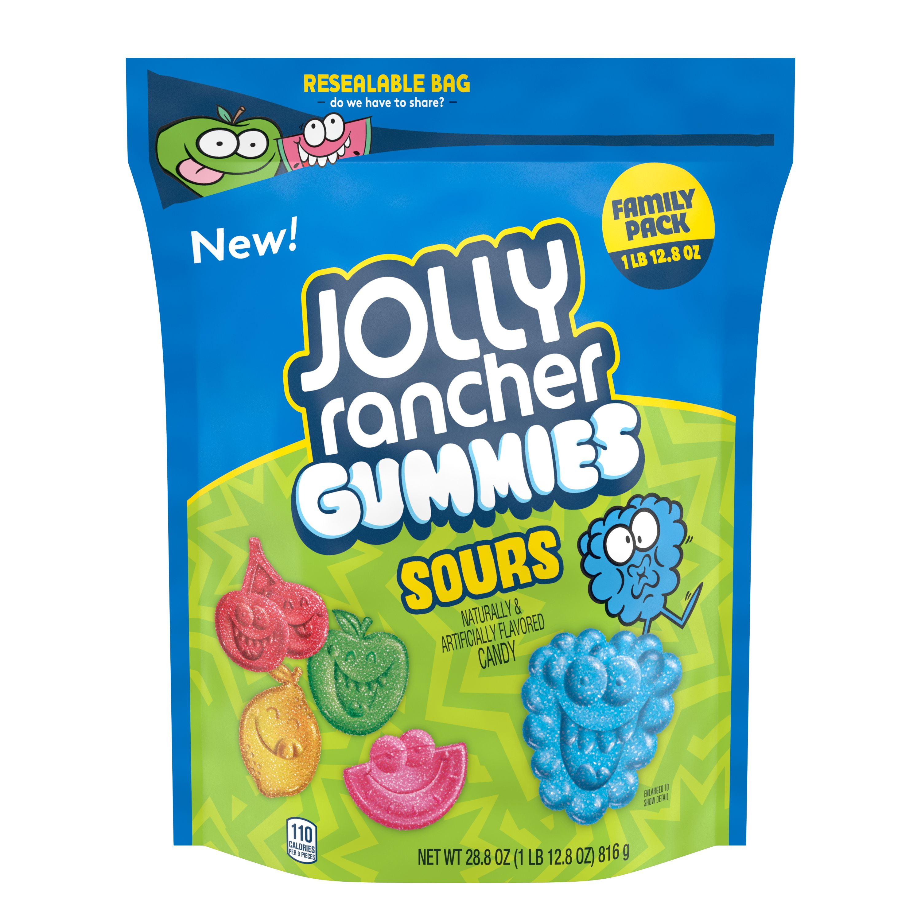 JOLLY RANCHER, Assorted Fruit Flavored Sours Gummy Candy, Resealable ...