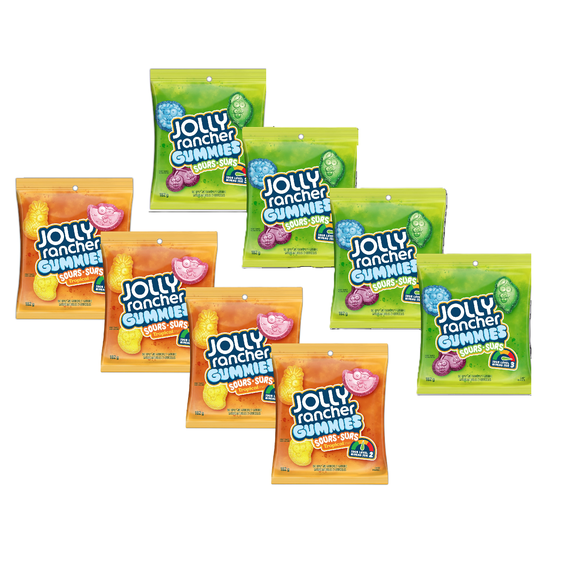 Jolly Rancher Gummies Sours Candy, Original & Tropical, 182g/6.4 Ounce (Pack of 8)