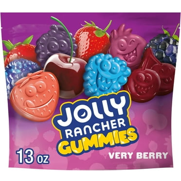 Jolly Rancher Gummies Very Berry Assorted Fruit Flavored Candy, Resealable Bag 13 oz