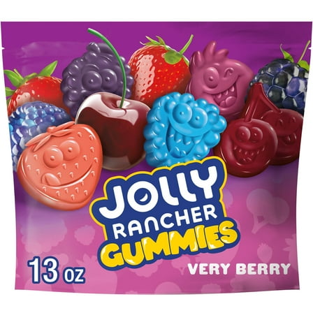 Jolly Rancher Gummies Very Berry Assorted Fruit Flavored Candy, Resealable Bag 13 oz