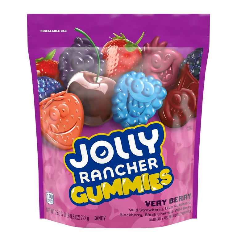Jolly Rancher Gummies Very Berry Flavored Candy, Bag 25.5 oz
