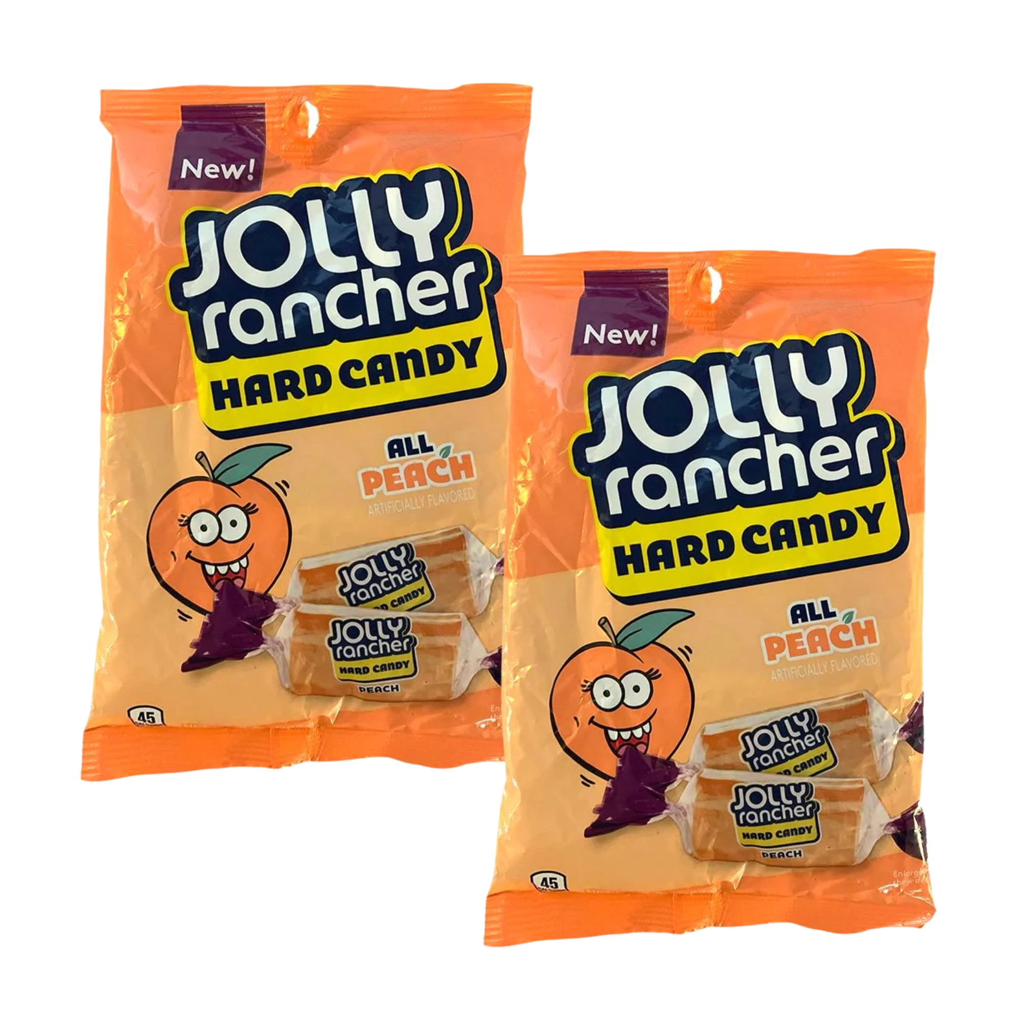 Jolly Rancher Hard Candy All Peach Fruity Flavored Sweet Delicious Candies for Kids Adults Snacks Home Office Candy Bowl Summer Basket Stuffer and Birthday Party Favor 7oz Pack of 2