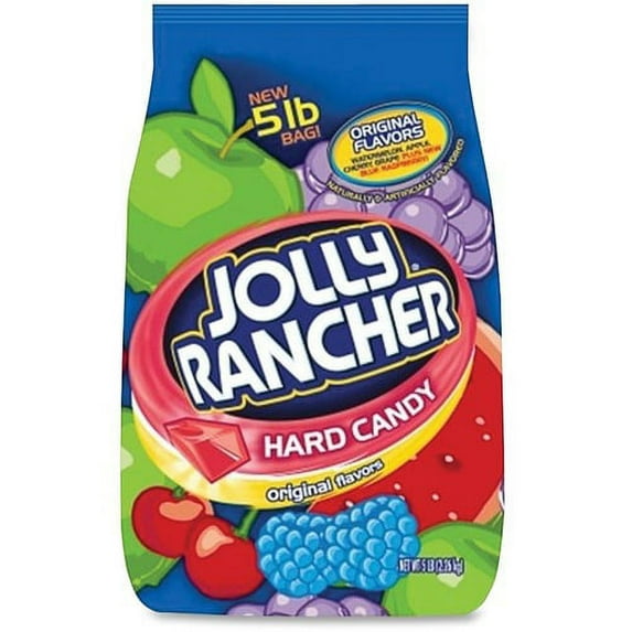 Jolly Rancher Hershey Co. Bulk Bag Hard Candy - Cherry, Watermelon, Grape, Apple, Blue Raspberry - Individually Wrapped - 1 / Bag | Bundle of 10 Bags