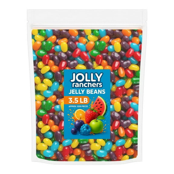 Jolly Rancher Jelly Beans Bulk Candy 3.5 lb (1,200 Pieces) - Rainbow Fruit Mix in Resealable Pouch -Party Favor, Piata, Candy Buffet, Snacks