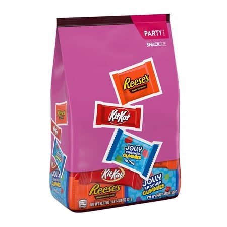 Jolly Rancher, Kit Kat and Reese's Assorted Flavored Snack Size Candy, Party Pack 30.03 oz (2 Bag Pack)