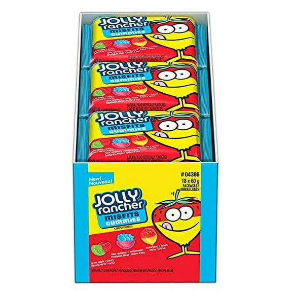 Jolly Rancher Misfits Gummies Candy, 60g/2.1oz. Per Pack, (18 Pack)
