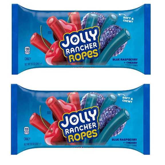 Jolly Rancher Ropes Blue Raspberry and Cherry Flavored Candy, 10 oz