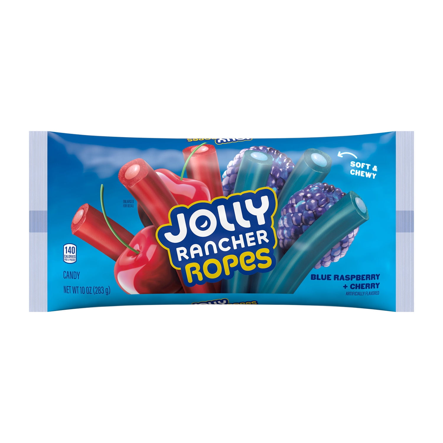 Jolly Rancher Ropes Blue Raspberry and Cherry Flavored Candy, Bag 10 oz