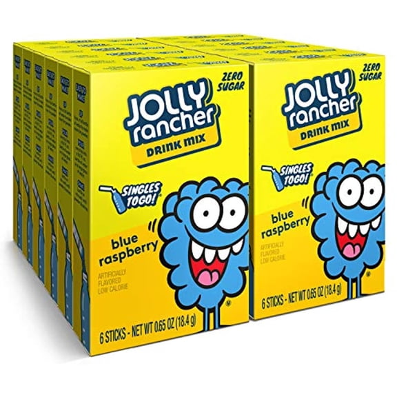 Jolly Rancher Singles To Go Powdered Drink Mix (12 Boxes With 6 Packets Each/72 Total Servings/Sugar-Free Drink Powder/Just Add Water), Blue Raspberry, 7.728 Oz