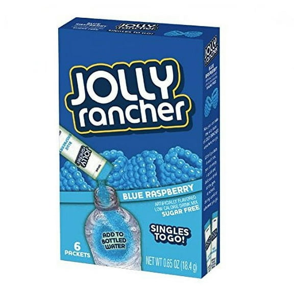 Jolly Rancher Singles To Go Powdered Drink Mix, 6-Count Box (12 Pack)  Blue Raspberry  Sugar-Free Drink Powder, Just Add Water