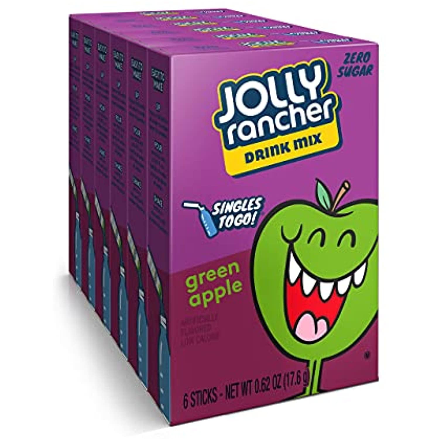 Jolly Rancher Green Apple Drink Mix, Singles-To-Go, 6-Ct Pack of 6