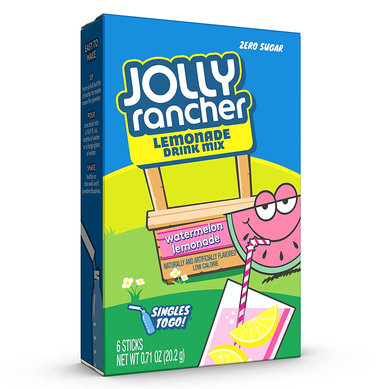 イチコー　 わんわんコロリン Jolly Rancher Singles To Go, Watermelon Lemonade Drink Mix, 6