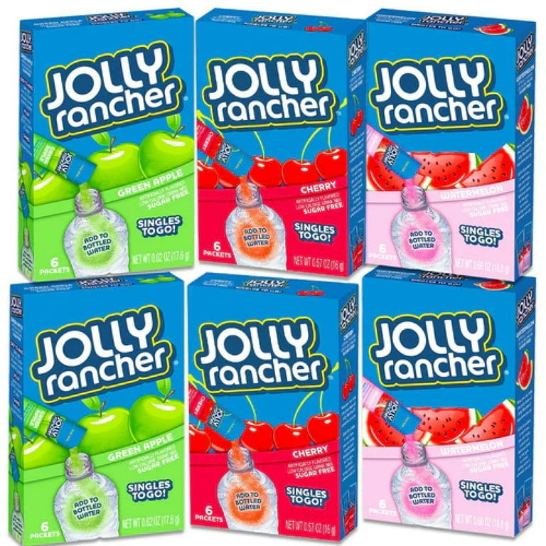 Jolly Rancher Fruit Powder Flavors Packets: 2 Watermelon, 2 Green