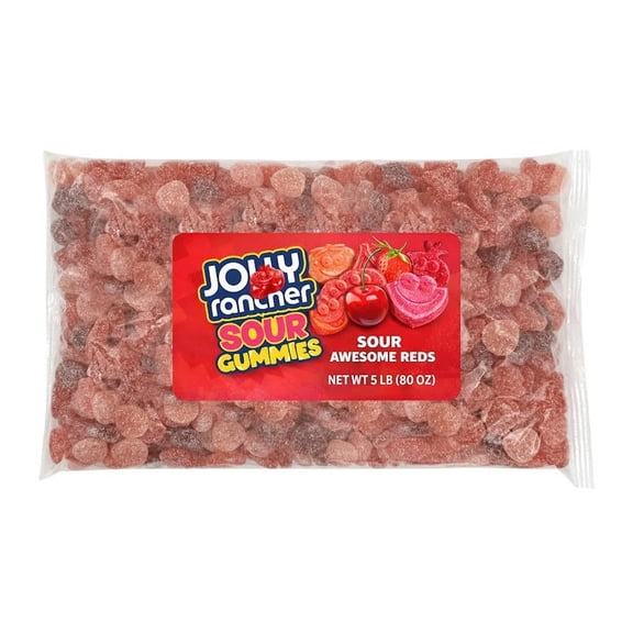 Jolly Rancher Sour Awesome Red Gummy Candy 5 LB Bulk Bag - Chewy Red Fruit Gummies for Candy Bowls