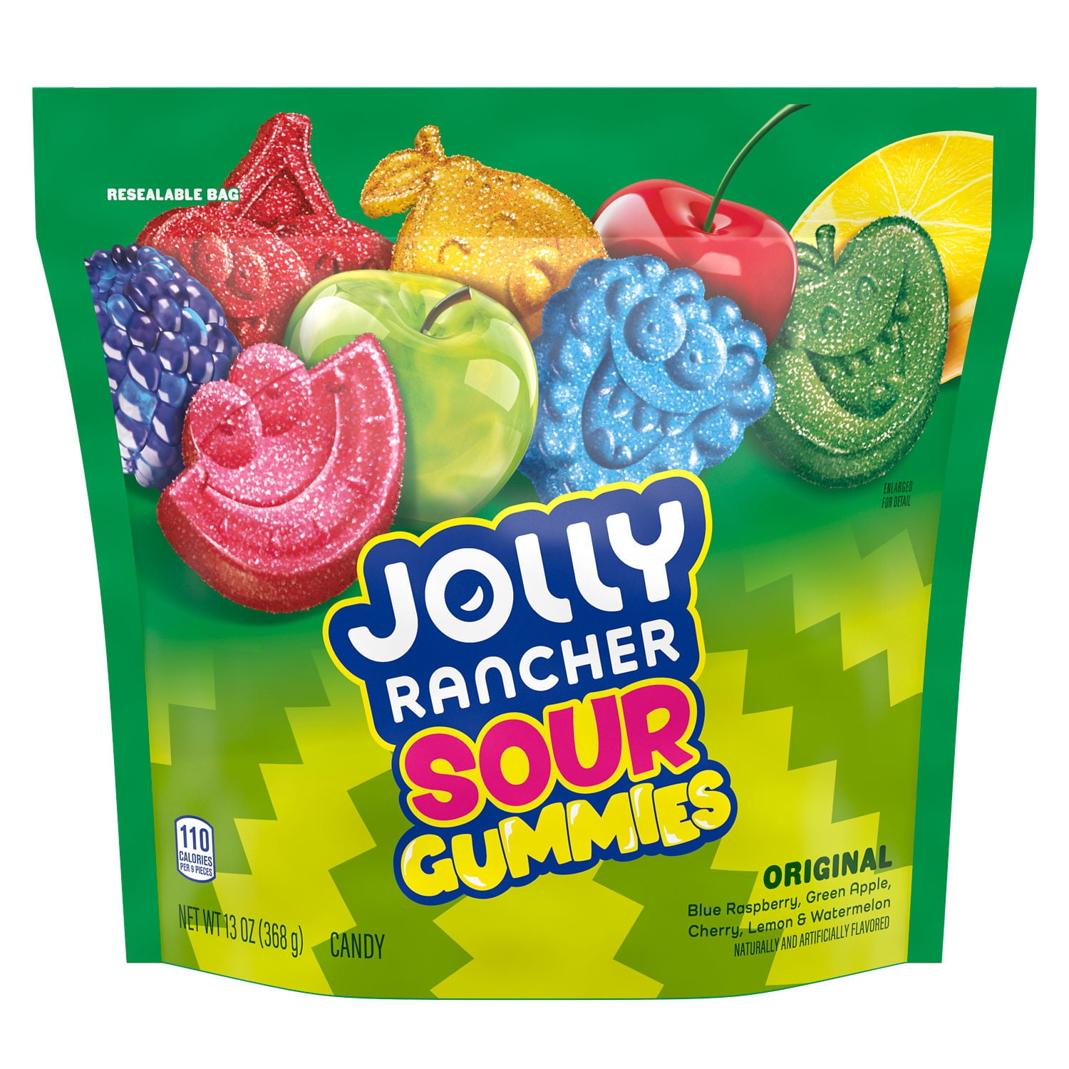 Jolly Rancher Sour Gummies Assorted Fruit Flavored Candy, Resealable Bag 13 oz (Pack of 6)