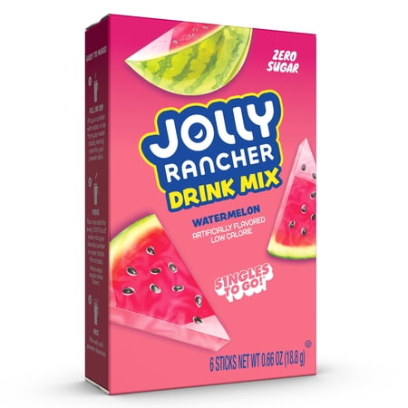 Jolly Rancher Watermelon Sugar-Free Singles To Go Powdered Drink Mix, 6 Count Packets