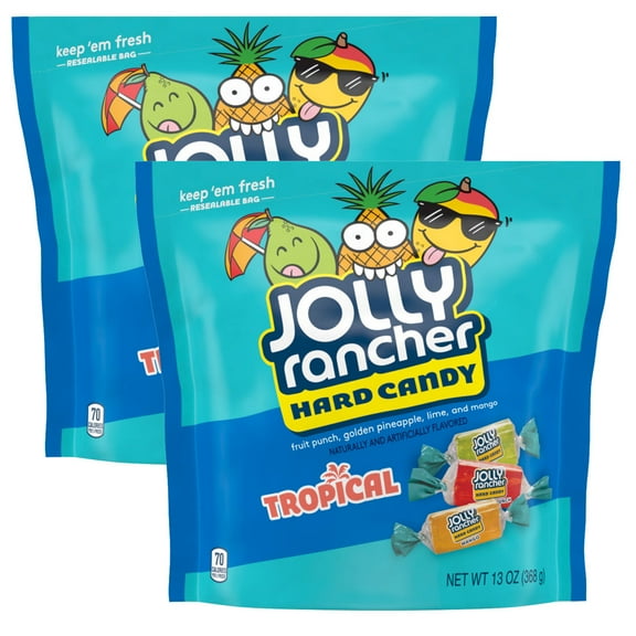 Jolly Rancher Tropical Bag, 13 Ounce Bag (Pack of 2), Individually Wrapped Hard Candy, The Hampton Popcorn & Candy Company