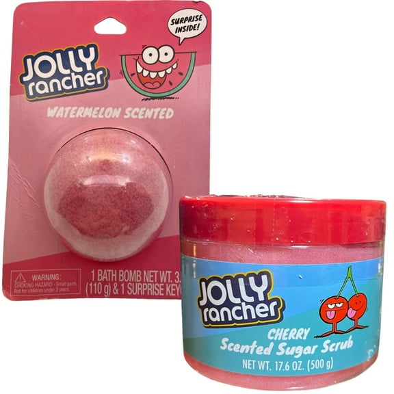Jolly Rancher Watermelon Scented Bath Bomb and Cherry Scented Sugar Scrub