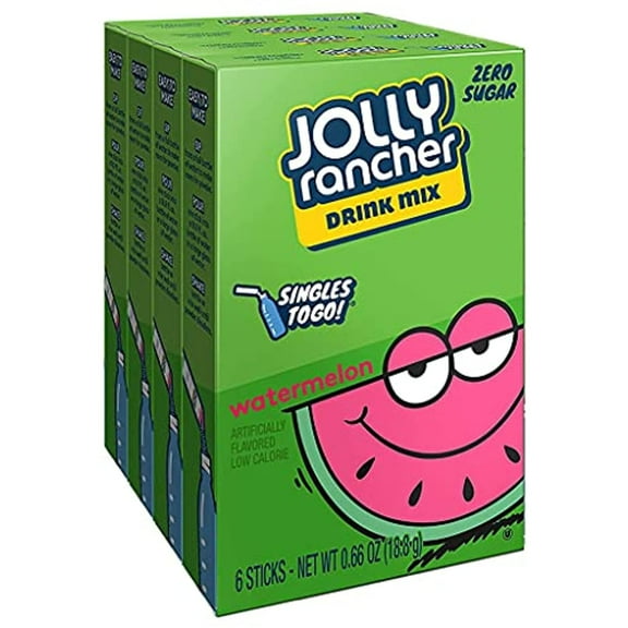 Jolly Rancher Watermelon Singles To Go (4 Boxes Of 6 Packets Each Box)