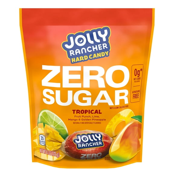 Jolly Rancher Zero Sugar Tropical Fruit Flavored Hard Candy, Bag 6.1 oz