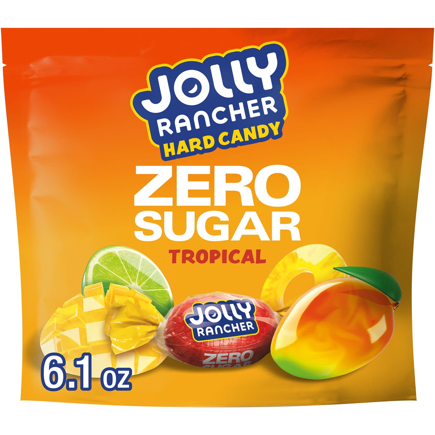 Jolly Rancher Zero Sugar Tropical Fruit Flavored Hard Candy, Bag