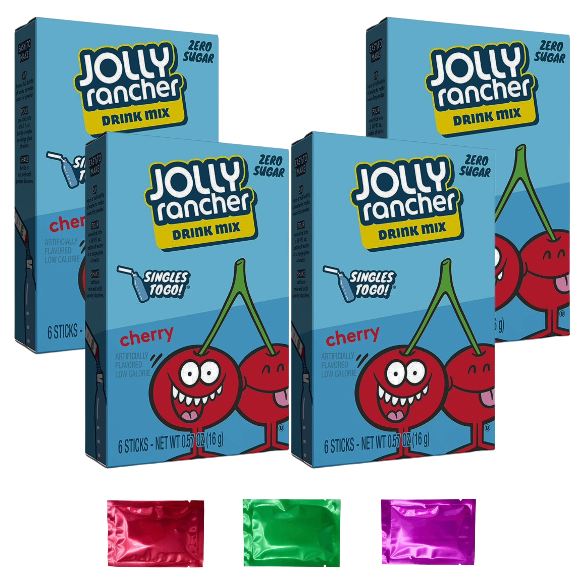 Jolly Ranchers Cherry Singles To Go Drink Mix Box Of 4 Caffeine 