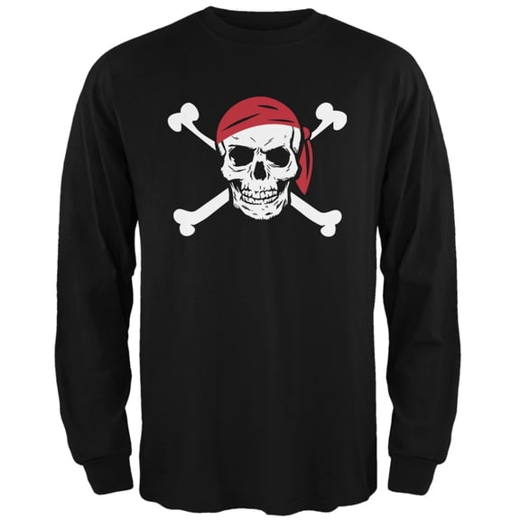 Jolly Roger Black Adult Long Sleeve T-Shirt - 2X-Large