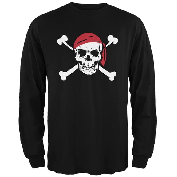 Jolly Roger Black Adult Long Sleeve T-Shirt - Medium