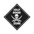 thumbnail image 1 of Jolly Roger Crossing Sign Zone Xing | Indoor/Outdoor | 12" Tall pirate flag ship cannon ball black beard, 1 of 5