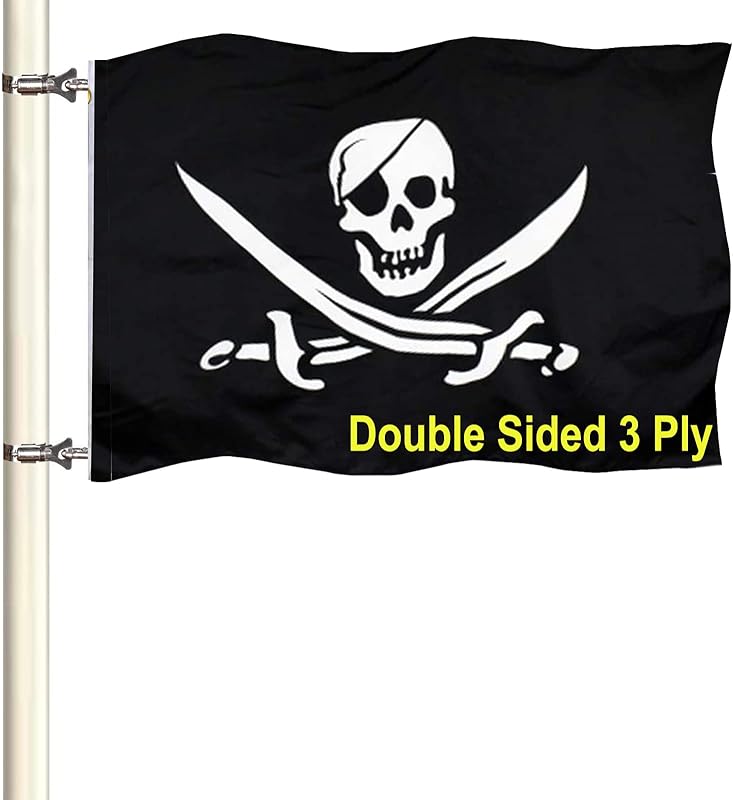 Jolly Roger Pirate Boat Flag 12x18 Made in USA Small Red Bandana
