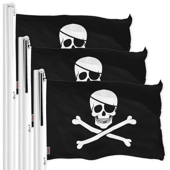 Jolly Roger Pirate Bones Flag 3x5FT 3-Pack Printed 150D Polyester By G128