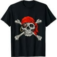 thumbnail image 1 of Jolly Roger Pirate Shirt Skull & Crossbones Shirt Halloween T-Shirt, 1 of 5