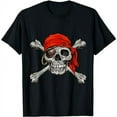 thumbnail image 1 of Jolly Roger Pirate Skull Crossbones Graphic Casual Unisex T-Shirt, 1 of 6