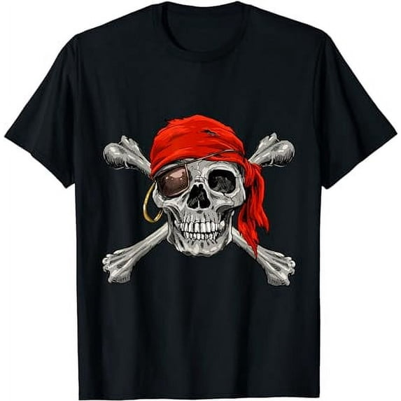 Jolly Roger Pirate Skull Crossbones Graphic Casual Unisex T-Shirt