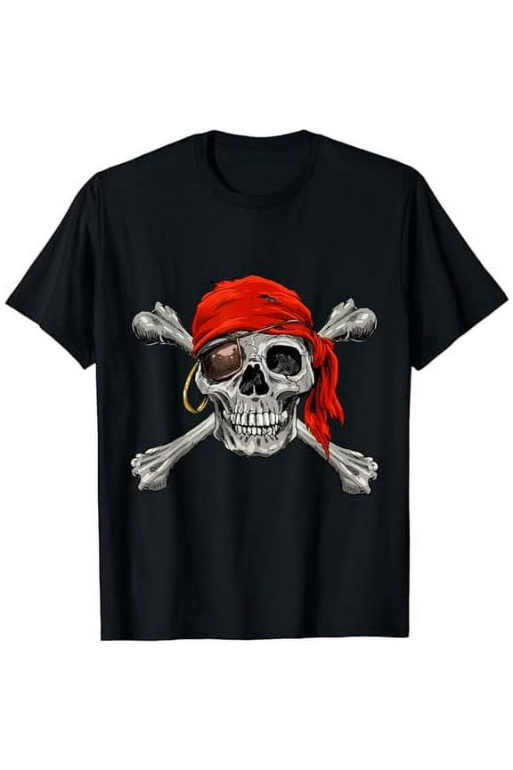 Jolly Roger Pirate Skull Crossbones Graphic Casual Unisex T-Shirt