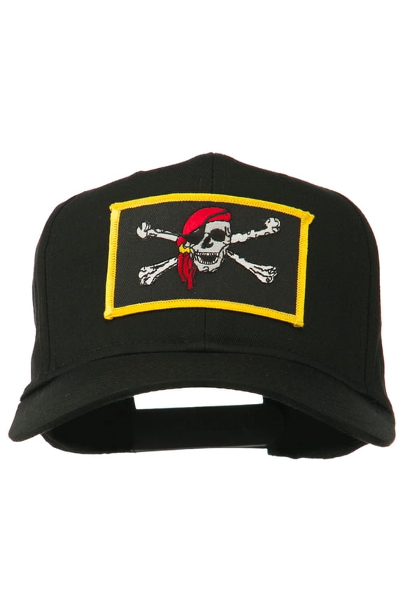 Jolly Roger Scarf Skull Patched Cap - Black OSFM