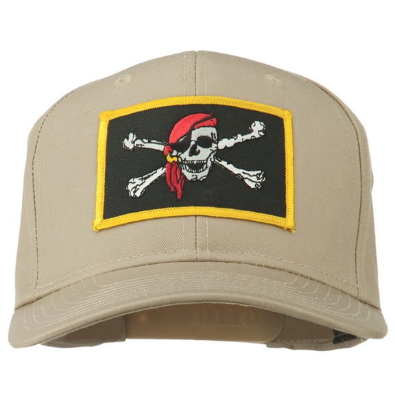 Jolly Roger Scarf Skull Patched Cap - Khaki OSFM