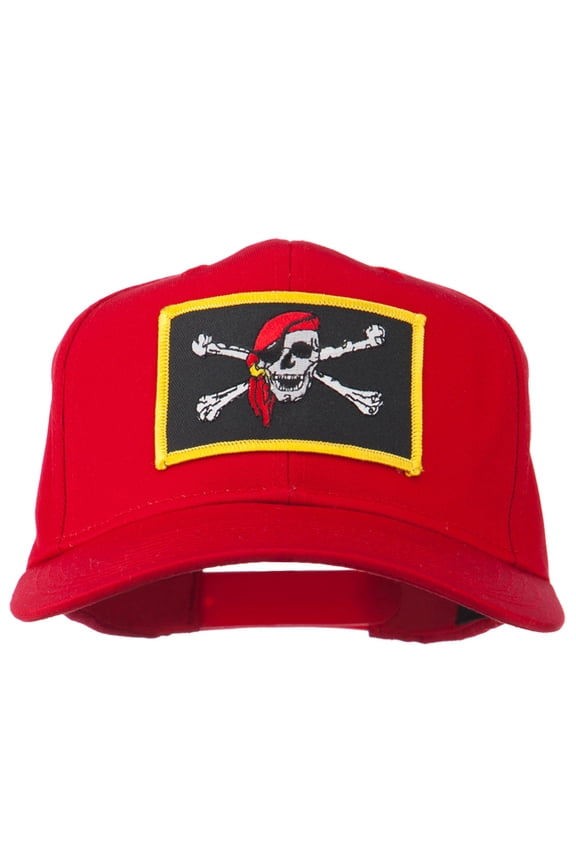 Jolly Roger Scarf Skull Patched Cap - Red OSFM
