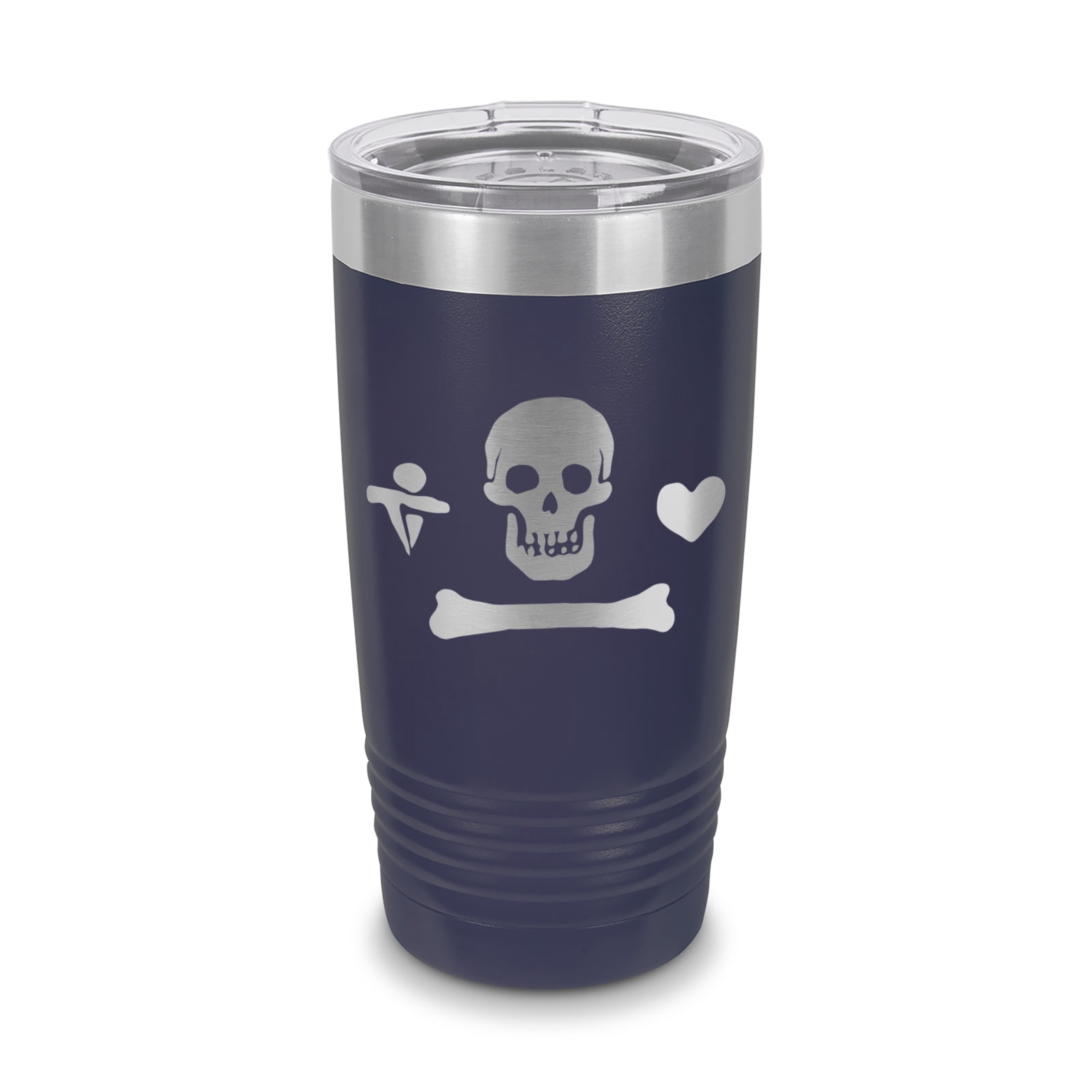 Jolly Roger Stede Bonnet Pirate Tumbler 20 oz - Laser Engraved w/ Clear ...