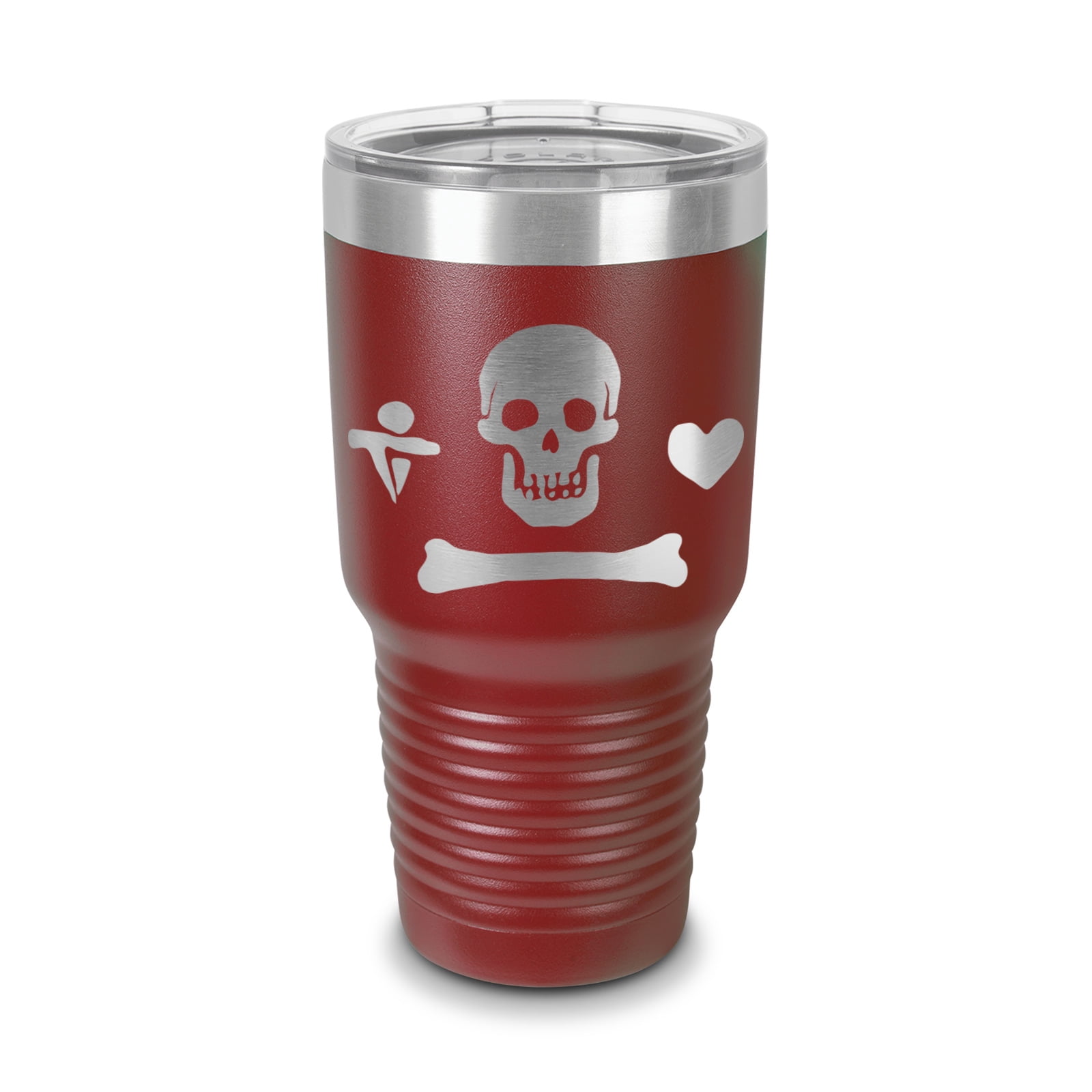Jolly Roger Stede Bonnet Pirate Tumbler 30 oz - Laser Engraved w/ Clear ...