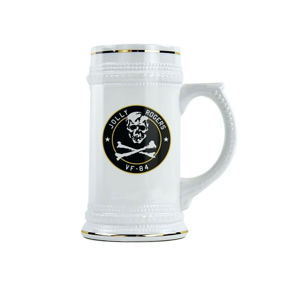 Jolly Rogers VF-84 Skull and Crossbones 22 oz Ceramic Beer Stein