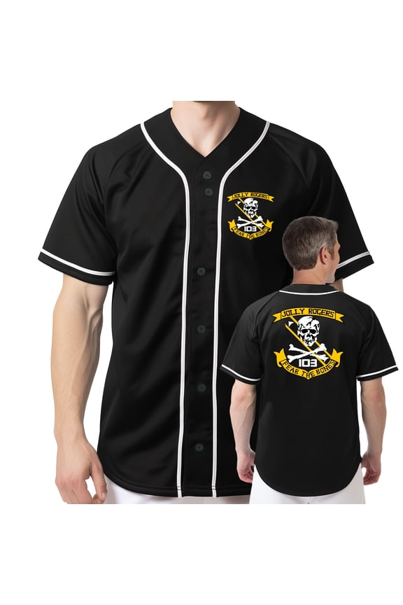 Jolly Rogers VFA-103 Fear The Bones Diamond Full-Button Baseball Jersey-3XL