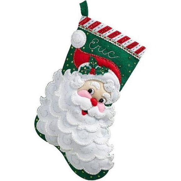 Jolly Saint Nick Stocking Felt Applique Kit-18" Long