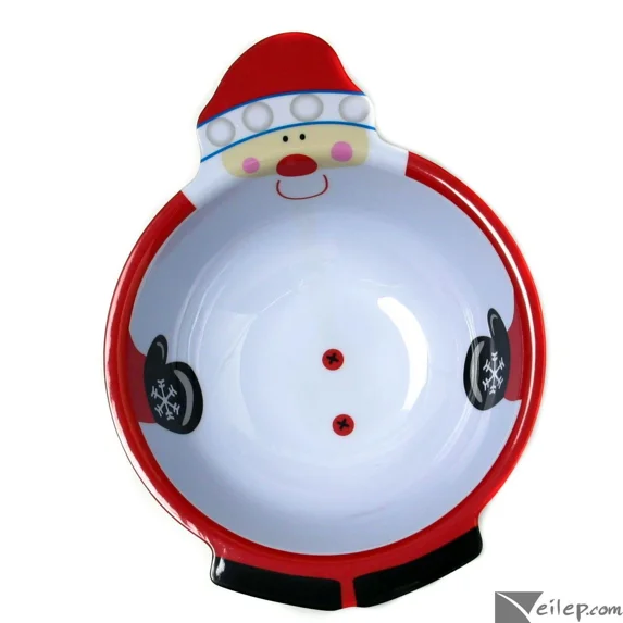 Jolly Santa Christmas Party Holiday 10In Melamine Serving Bowl, Red White