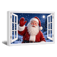 Jolly Poster Jolly Santa Claus Window Canvas Wall Art Snowy Moonlit Christmas Prints ...