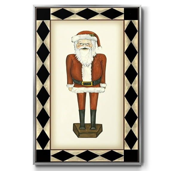 Jolly Santa - Framed Gallery Wrapped Holiday Canvas - 27 x 41 - Silver Frame