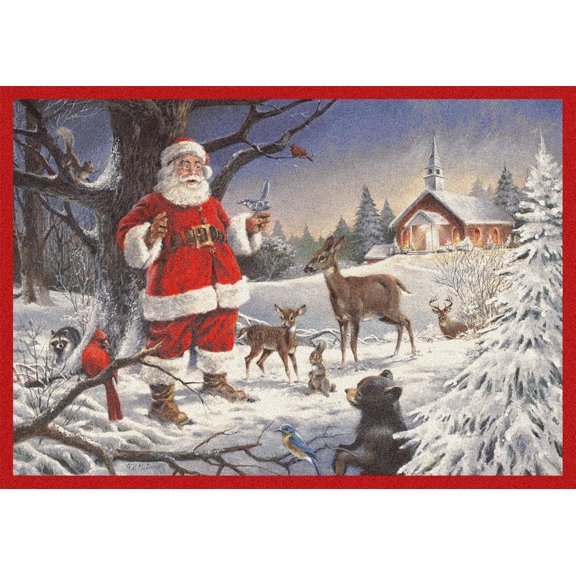 Jolly Santa’s Holiday Haven Area Rug 2'8" x 3'10", Ideal for Festive Home Decor